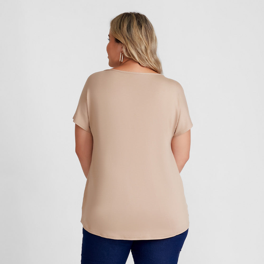 Blusa Ampla Plus Feminina - Bege Claro