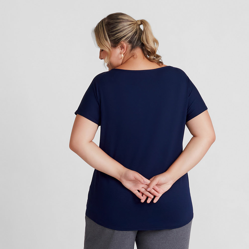 Blusa Ampla Plus Feminina - Azul Marinho