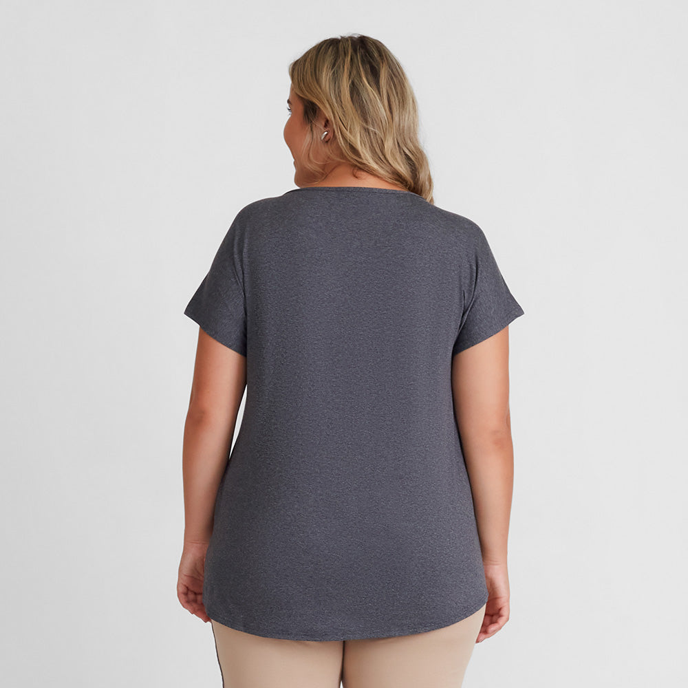 Blusa Ampla Plus Feminina - Mescla Escuro