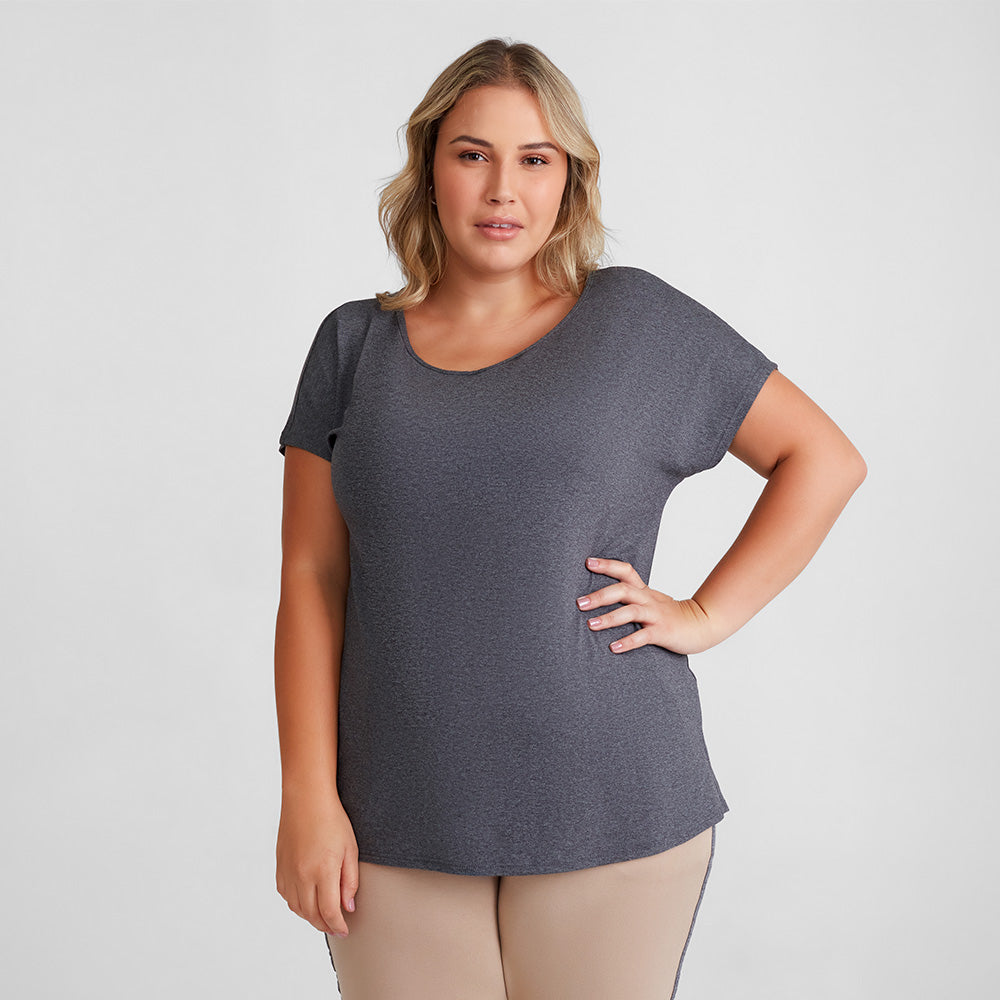 Blusa Ampla Plus Feminina - Mescla Escuro