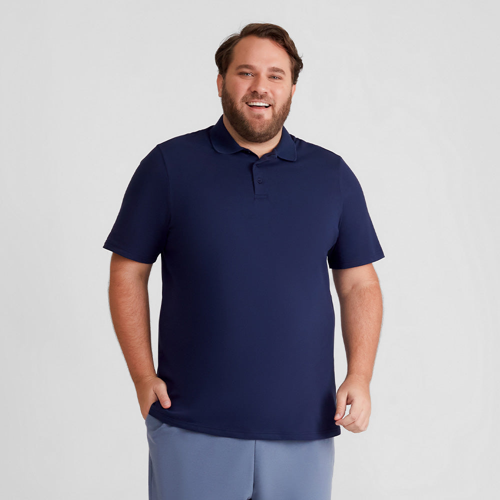 Camisa Polo Piquet Stretch Plus Masculina - Azul Marinho