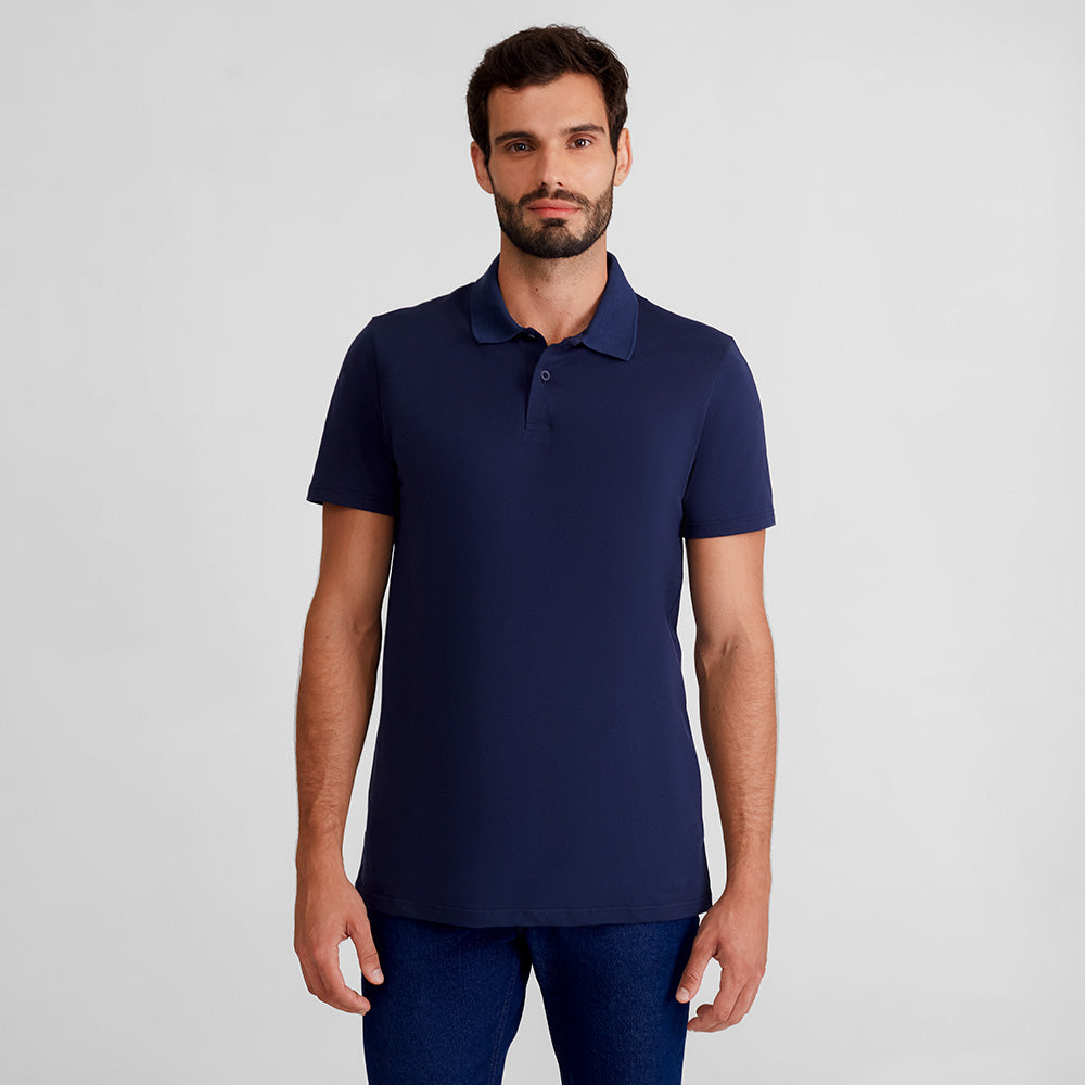 Camisa Polo Piquet Masculina - Azul Marinho