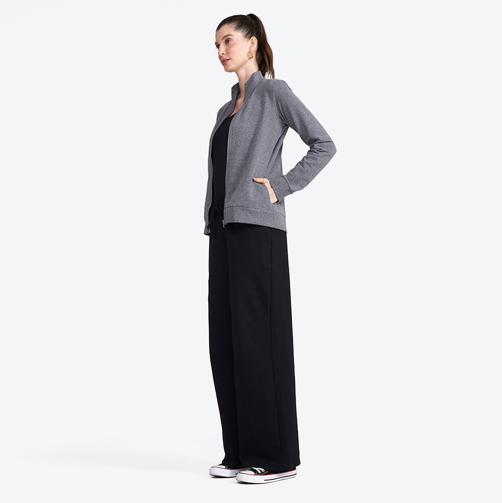 Jaqueta Moletom Comfort Feminina - Mescla Escuro