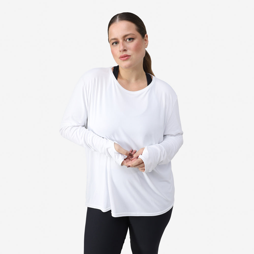 Camiseta Manga Longa New Life Tech UV - Branco