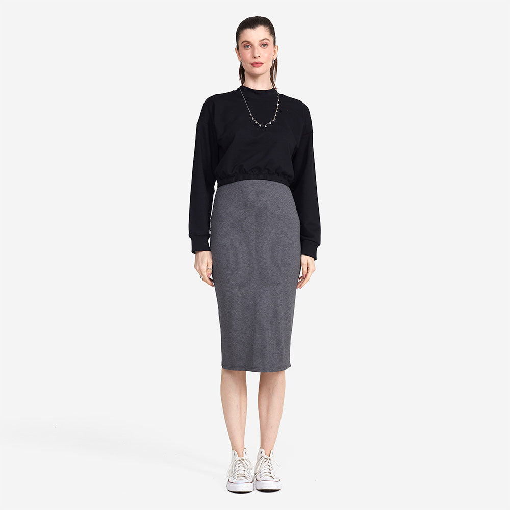 Blusão Cropped Moletom Comfort Feminino - Preto