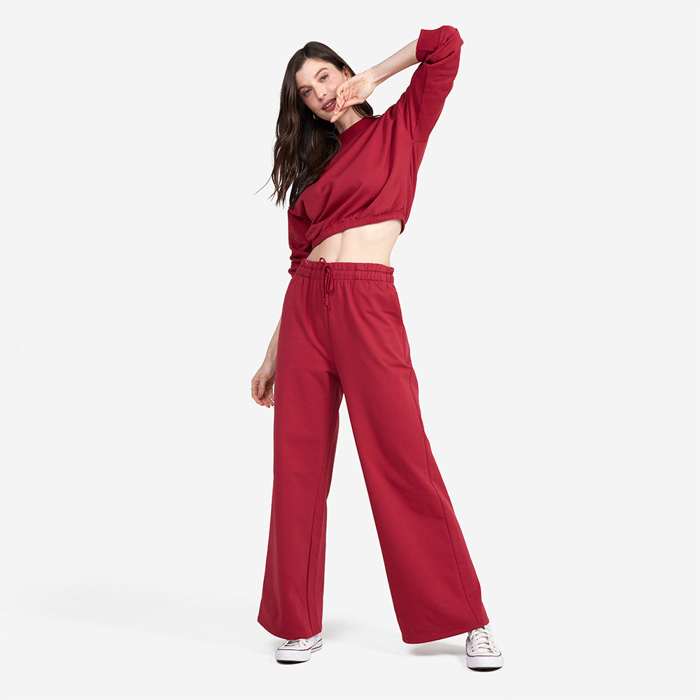 Blusão Cropped Moletom Comfort Feminino - Marsala