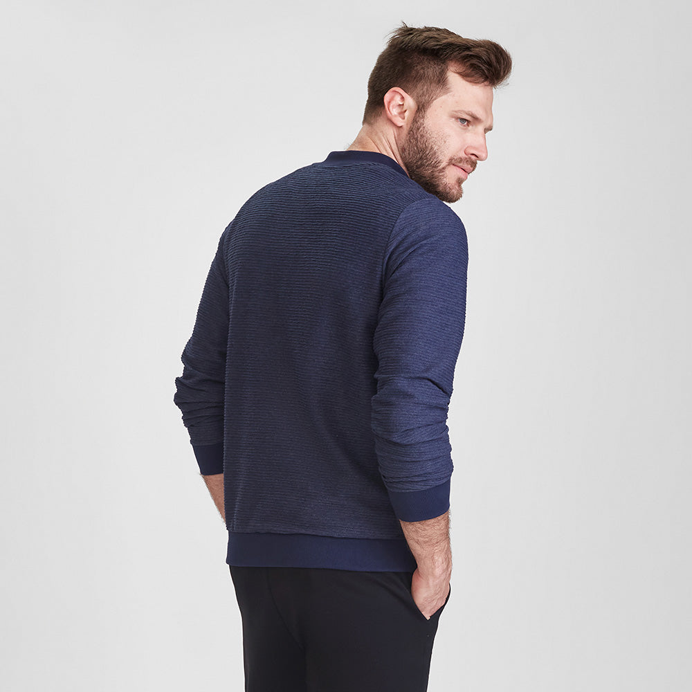 Blusa Henley Texturizada Masculina - Azul Marinho