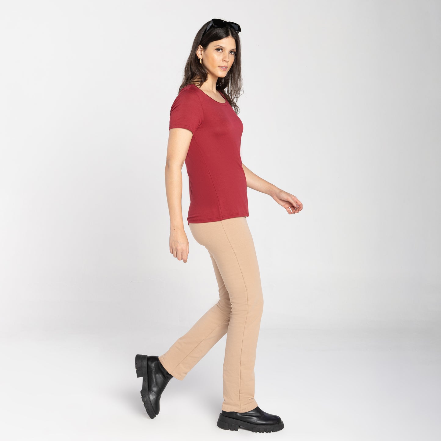 Tech T-Shirt Modal Decote Canoa Feminina - Vermelho Escarlate
