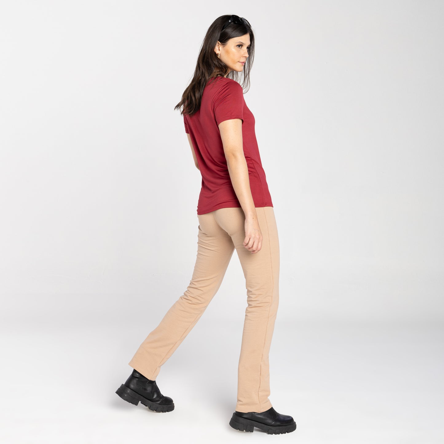 Tech T-Shirt Modal Decote Canoa Feminina - Vermelho Escarlate
