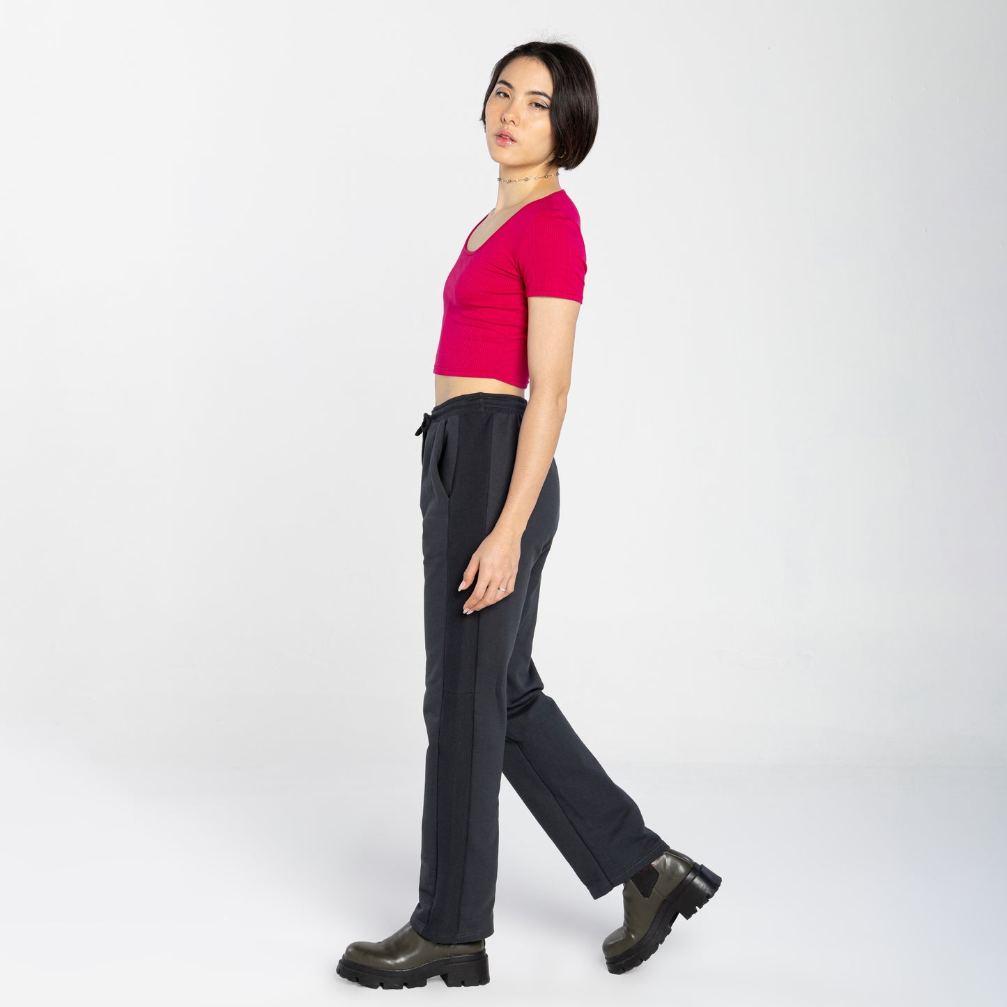 Blusa Cropped Canelada Decote Quadrado - Magenta