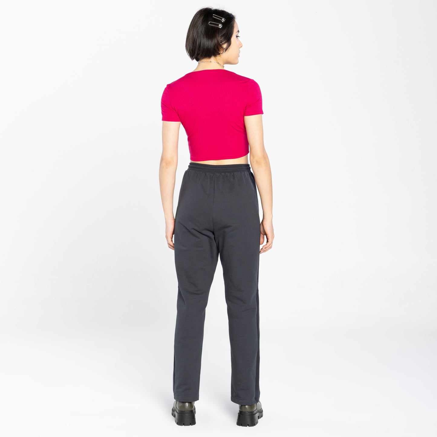 Blusa Cropped Canelada Decote Quadrado - Magenta