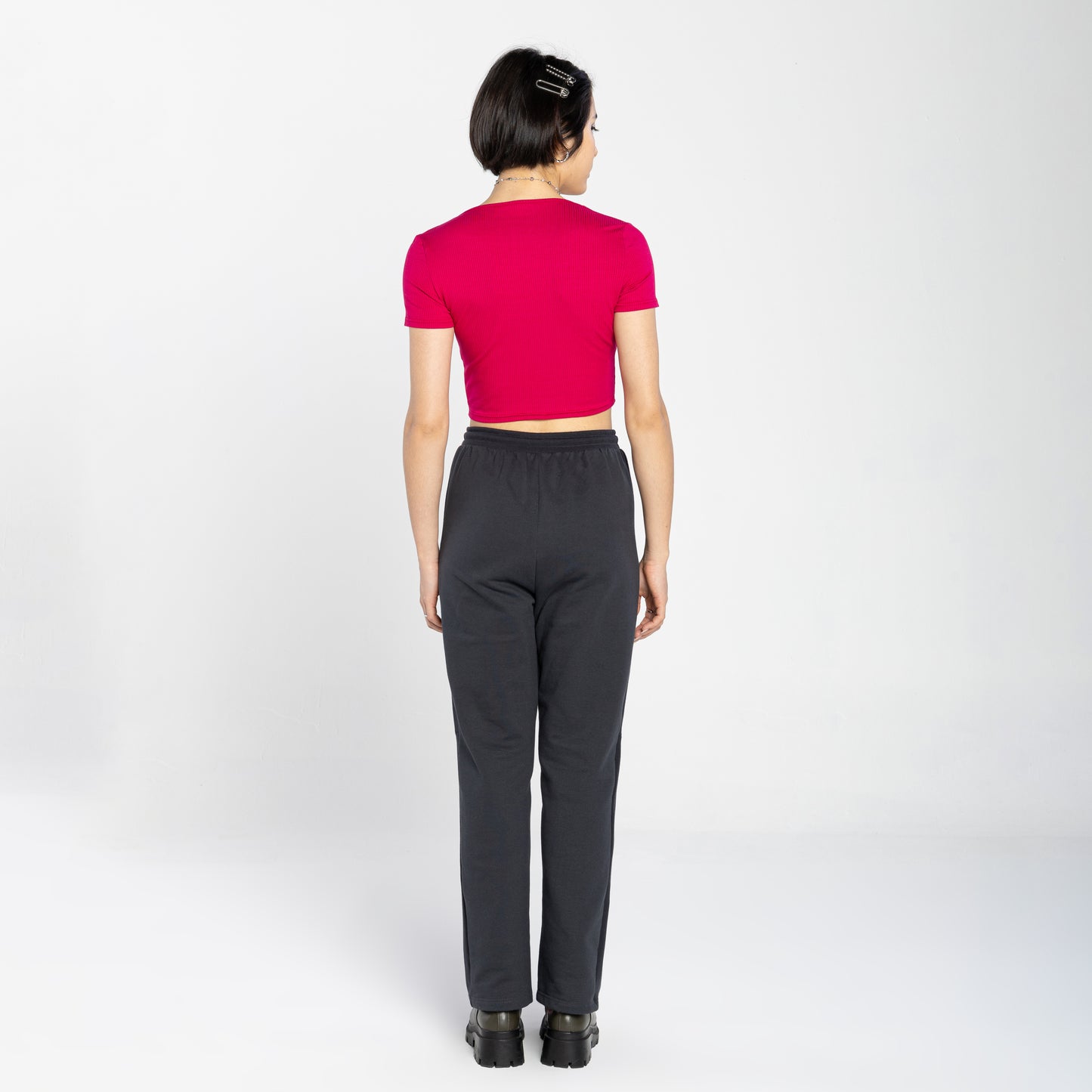 Blusa Cropped Canelada Decote Quadrado - Magenta