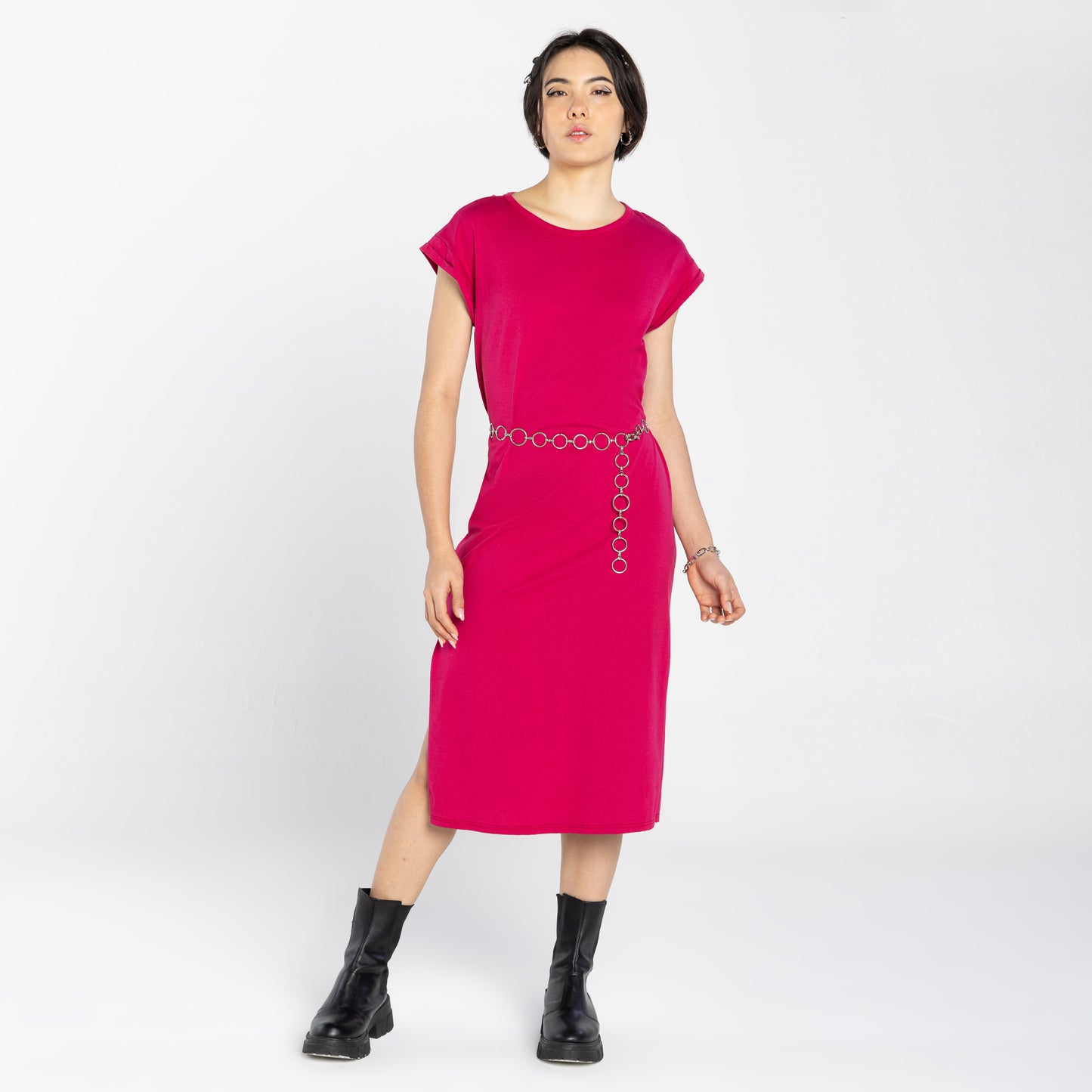 Vestido Midi Manga Japonesa - Magenta