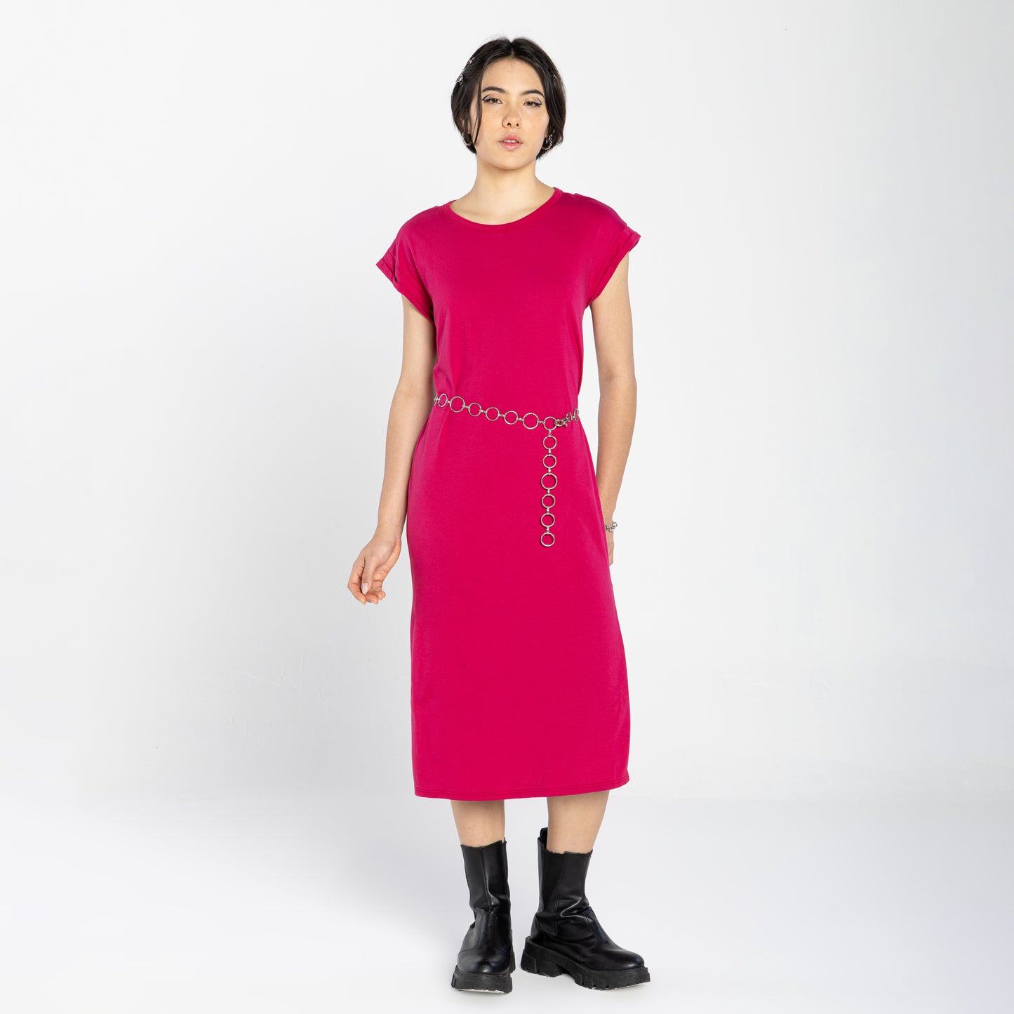 Vestido Midi Manga Japonesa - Magenta