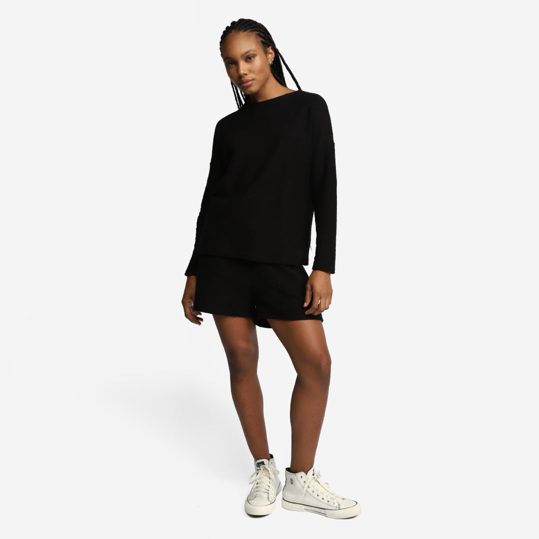 Blusão Algodão Desfibrado Linho Feminino - Preto