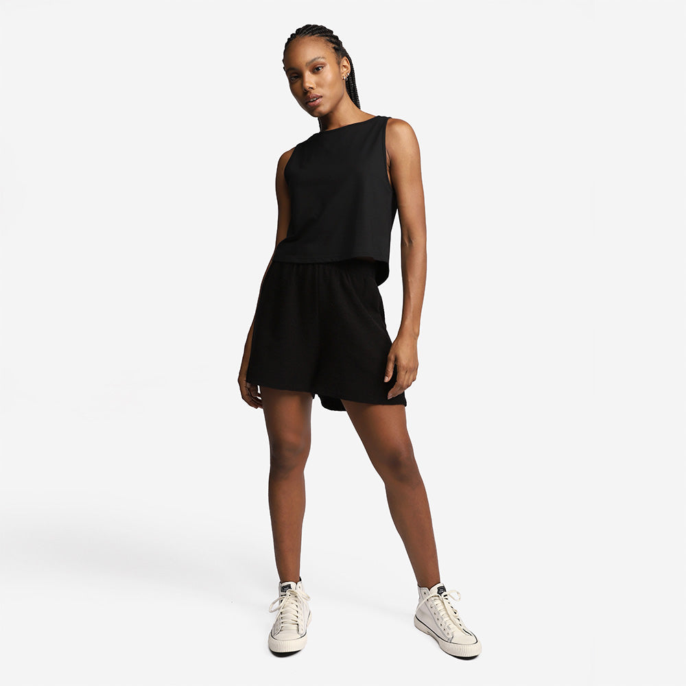 Regata Cropped Algodão Premium Feminina - Preto