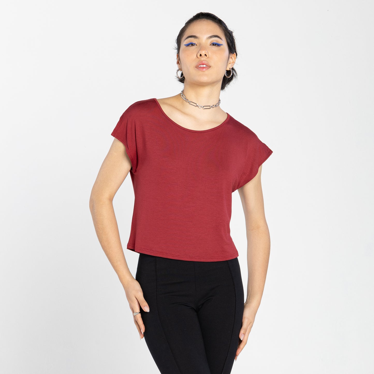 Blusa Detalhe Manga Viscose Feminina - Vermelho Escarlate