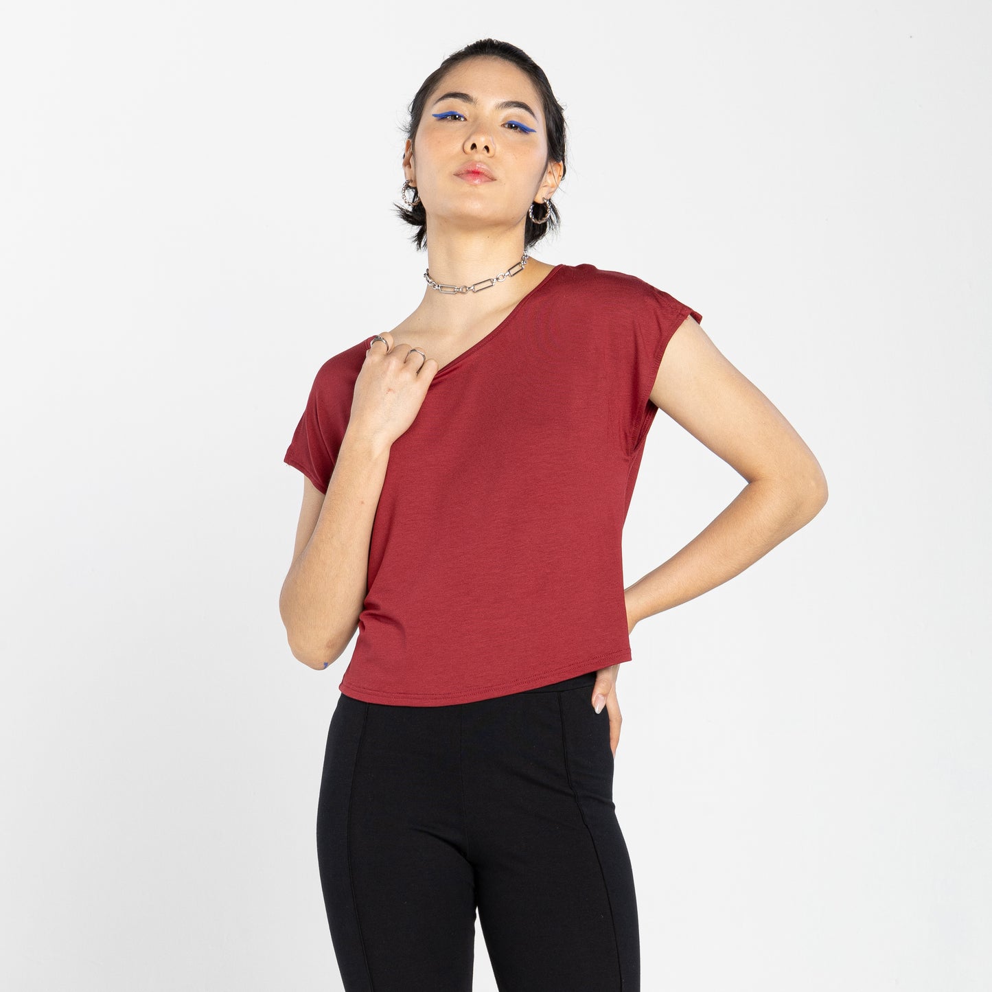Blusa Detalhe Manga Viscose Feminina - Vermelho Escarlate