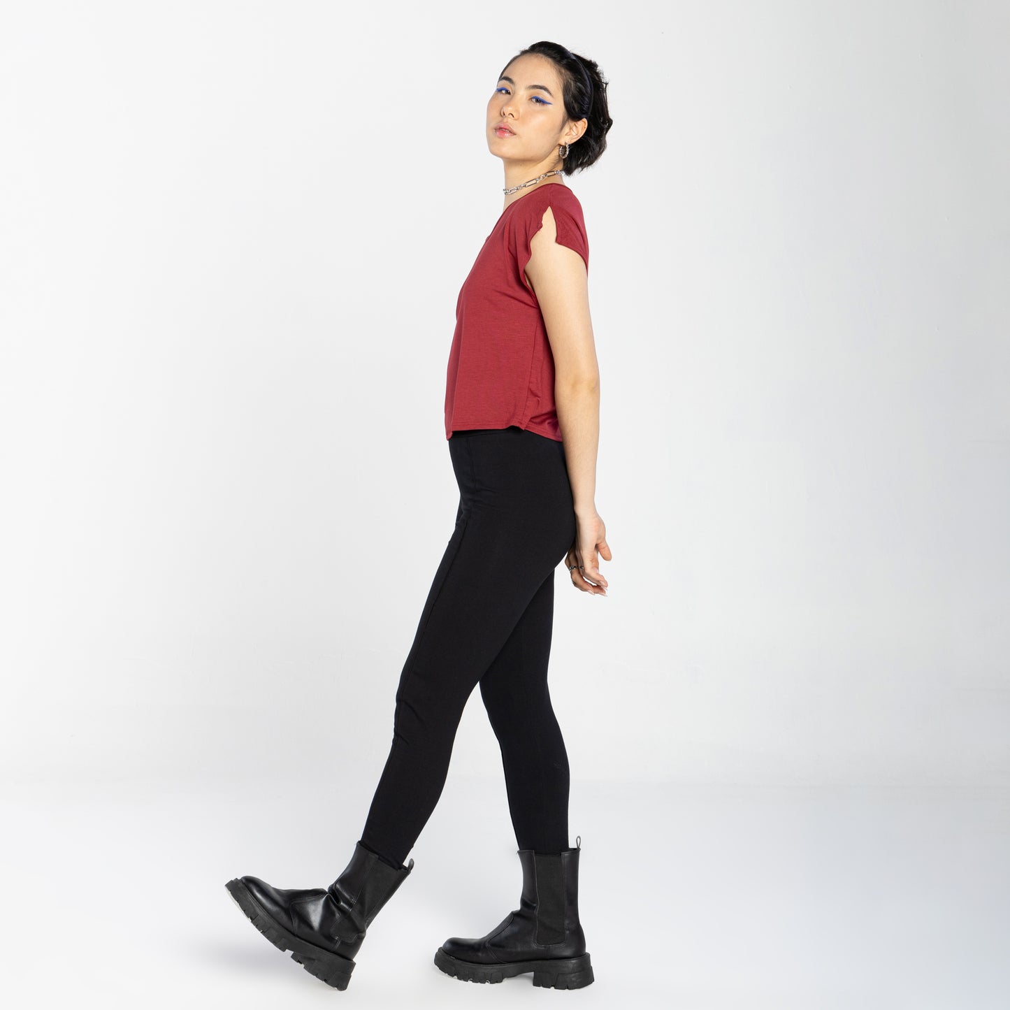Blusa Detalhe Manga Viscose Feminina - Vermelho Escarlate
