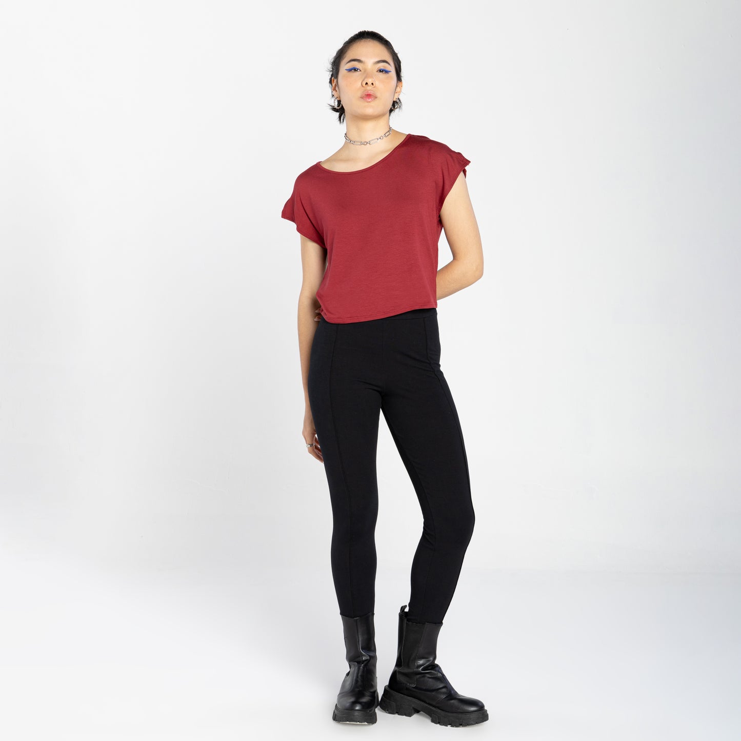 Blusa Detalhe Manga Viscose Feminina - Vermelho Escarlate