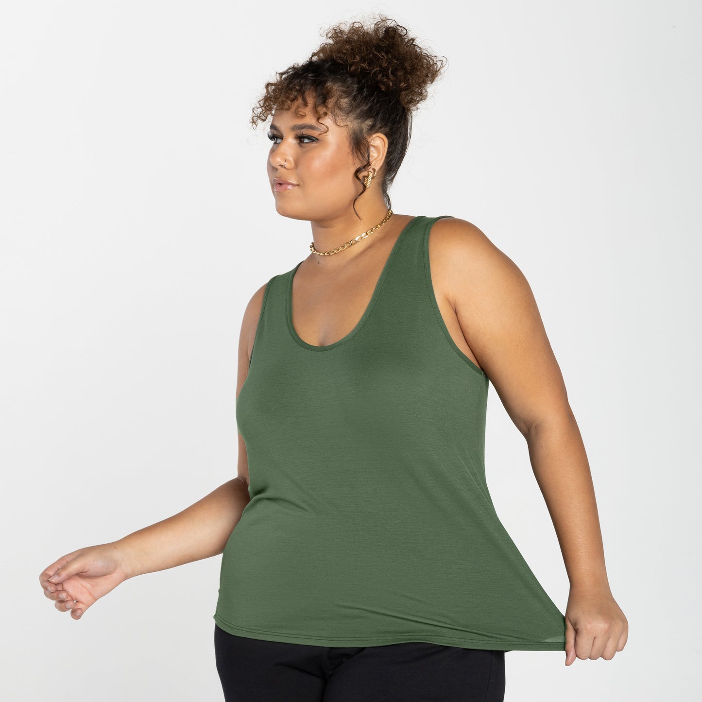 Regata Decote U Modal Plus Feminina - Verde Figo