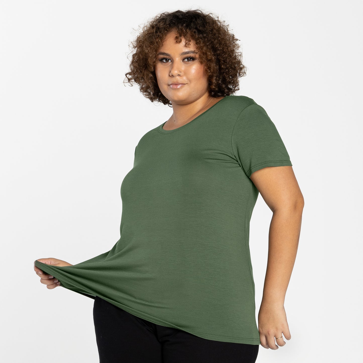 Tech T-Shirt Modal Plus Feminina - Verde Figo