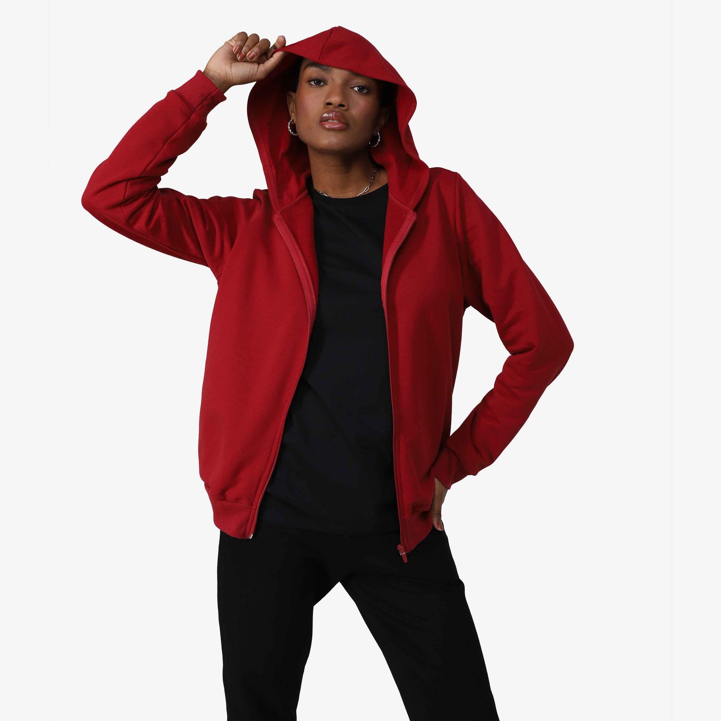 Jaqueta Tech Impermeável Moletom Flanelado - Vermelho Escarlate