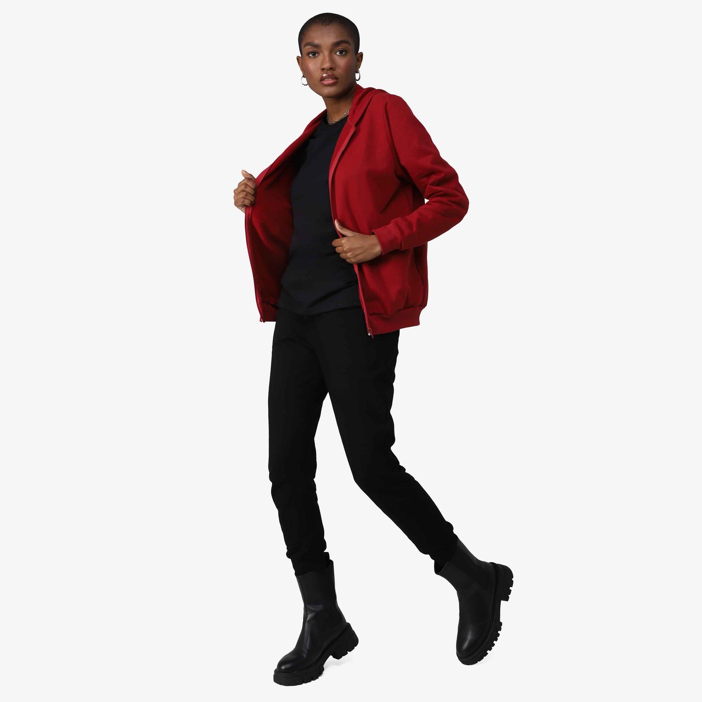 Jaqueta Tech Impermeável Moletom Flanelado - Vermelho Escarlate