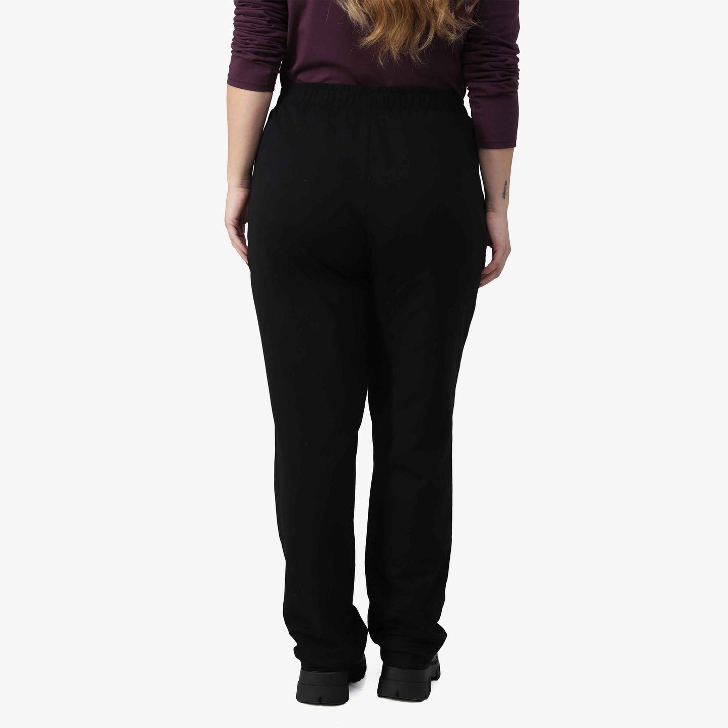Calça Reta Moletom Flanelado Comfort Plus Feminina - Preto