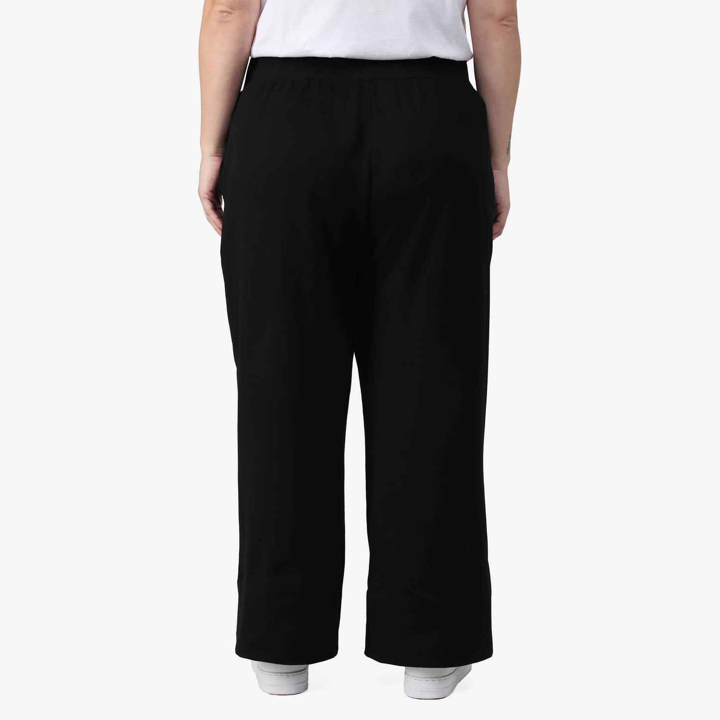 Calça Wide Tech Impermeável Moletom Flanelado Plus Feminina - Preto