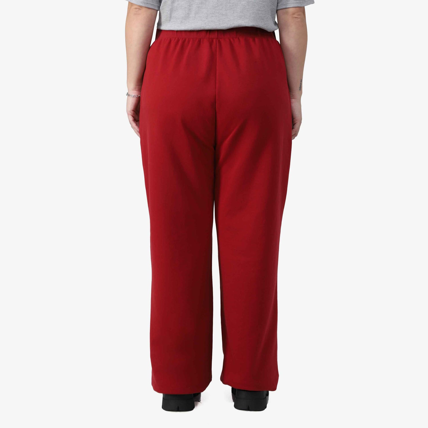 Calça Wide Tech Impermeável Moletom Flanelado Plus Feminina - Vermelho Escarlate