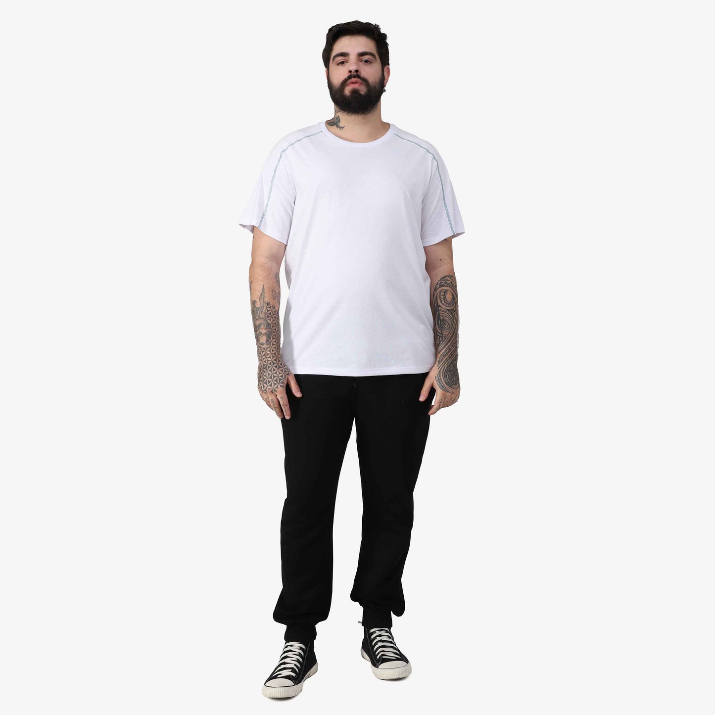 Tech T-Shirt Contraste Impermeável Plus Masculina - Branco