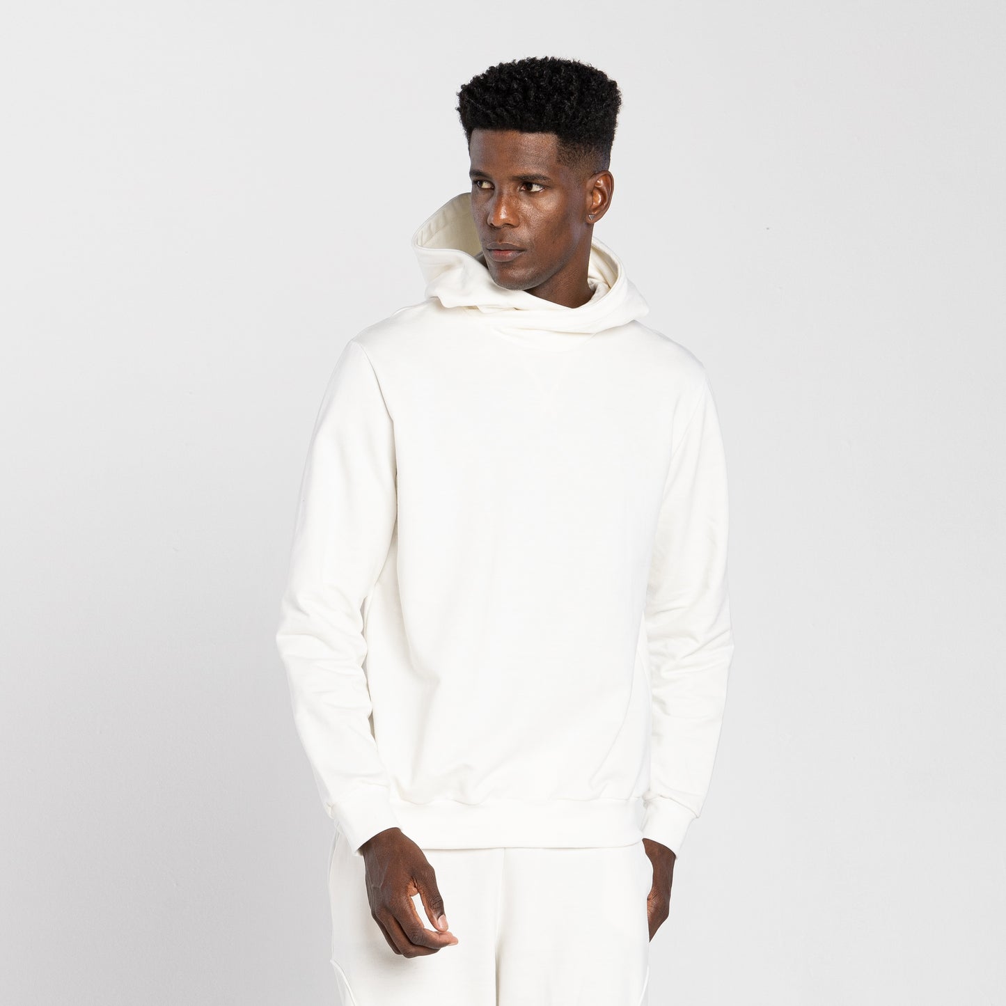 Blusão Tech Impermeável Moletom Flanelado Capuz Transpasse Masculino - Off White