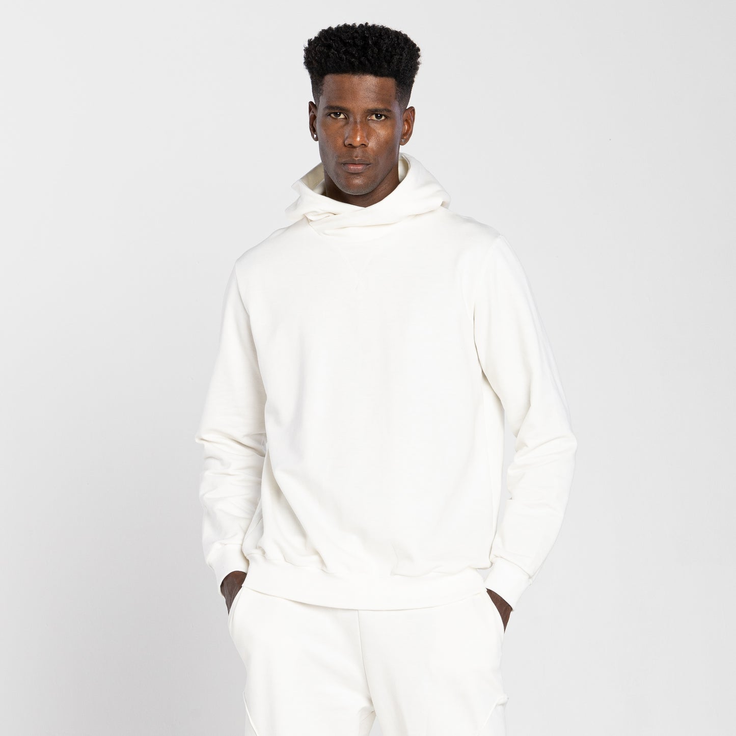 Blusão Tech Impermeável Moletom Flanelado Capuz Transpasse Masculino - Off White