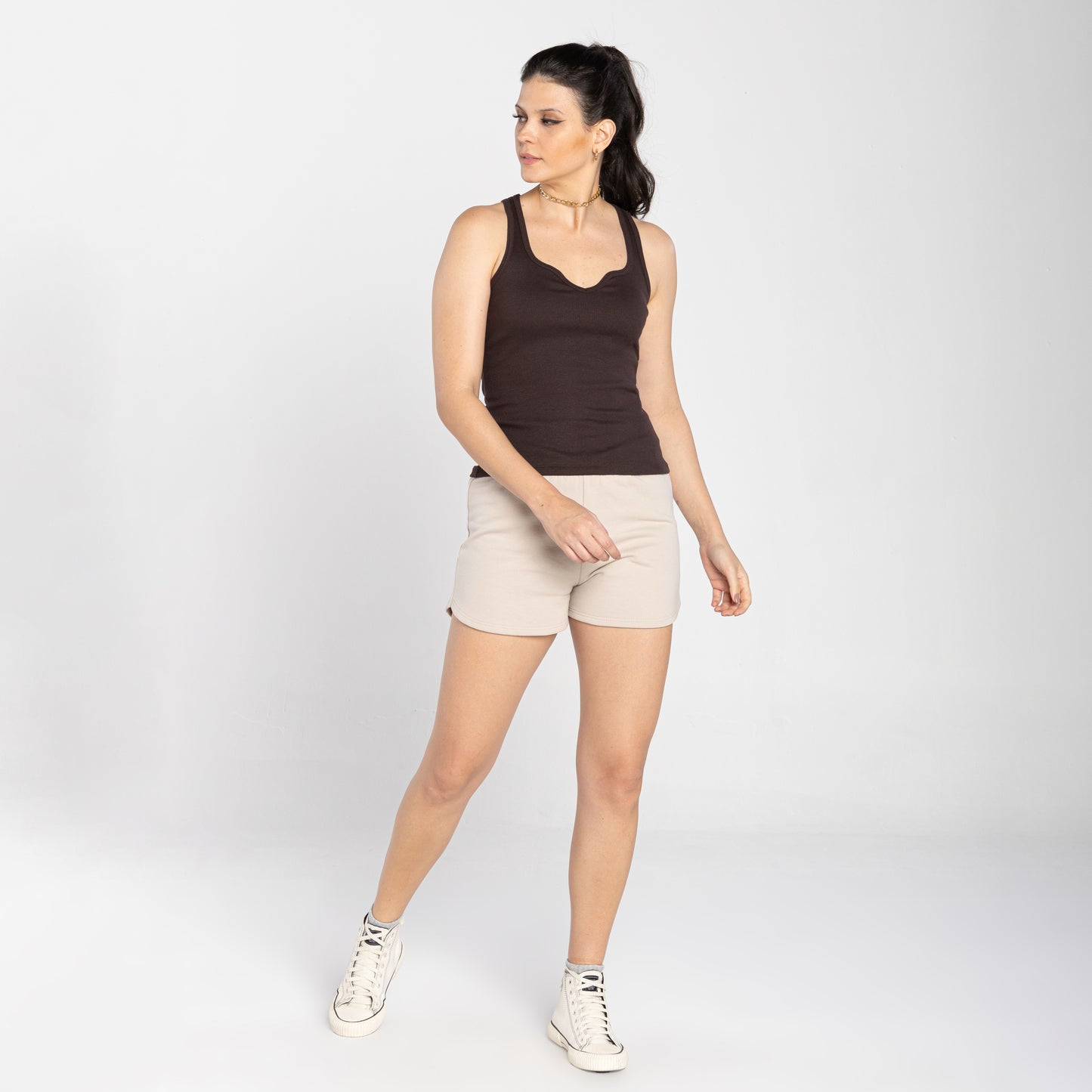 Regata Ribana Tech Anti Odor Gola V Feminina - Marrom