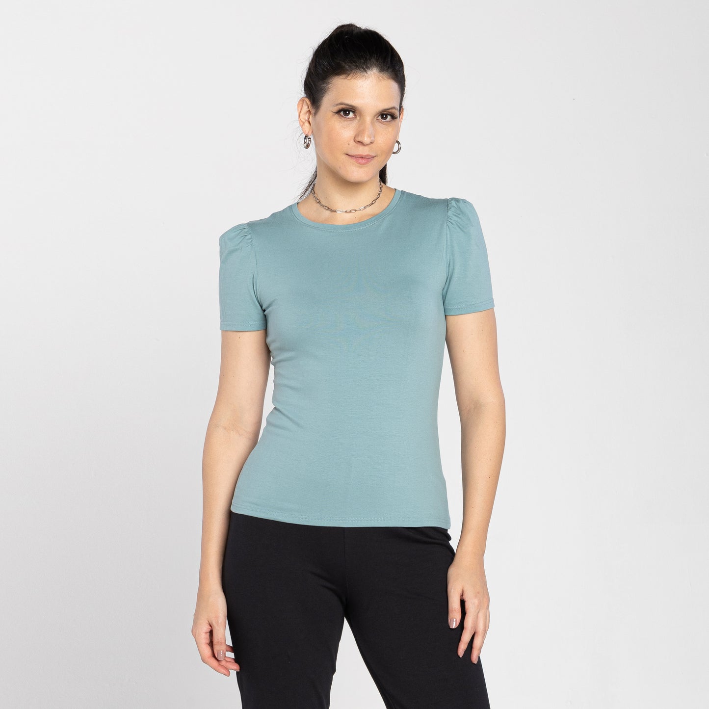 Camiseta Comfort Manga Bufante - Verde Hortelã