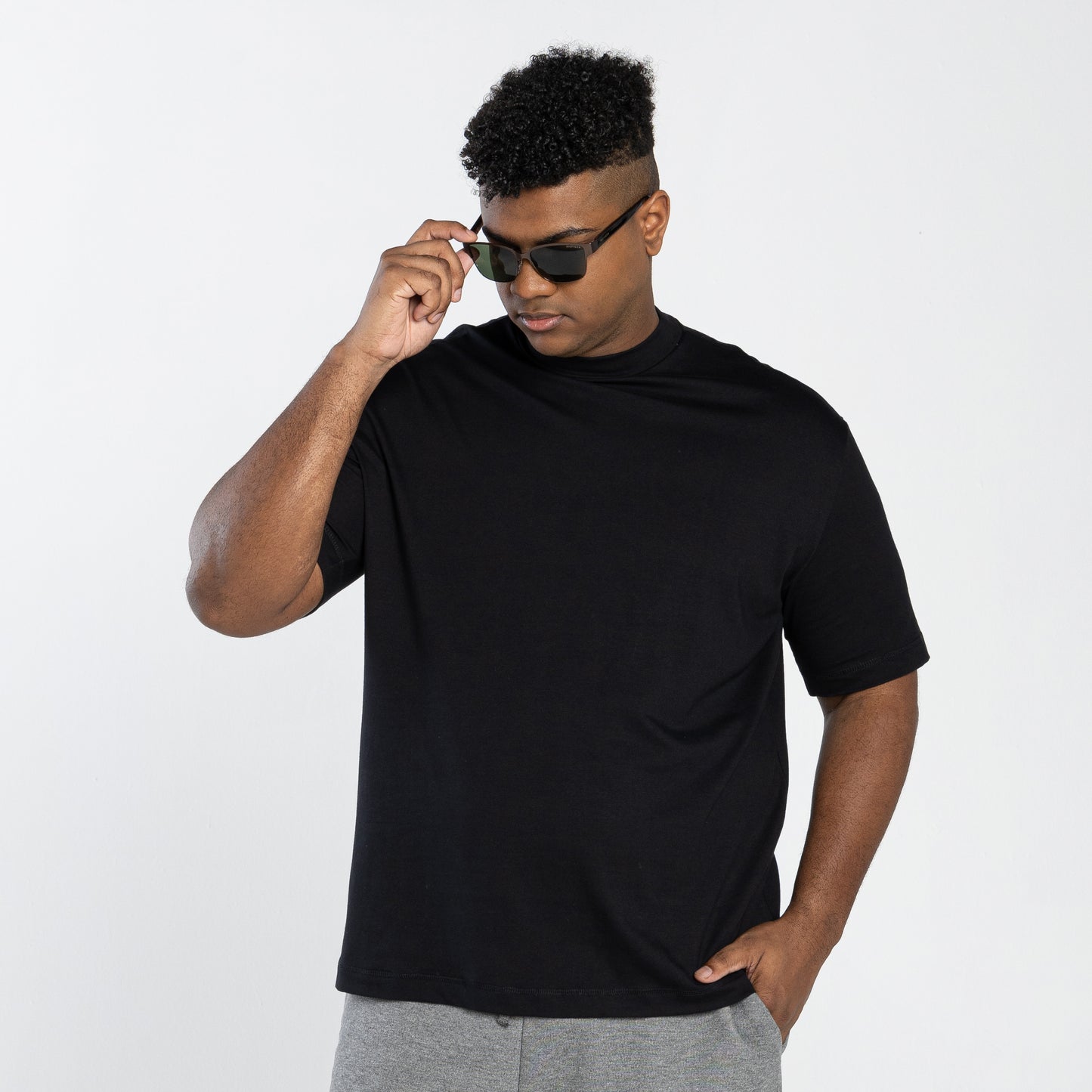 Tech T-Shirt Comfort Anti Odor Gola Alta Plus Masculina - Preto