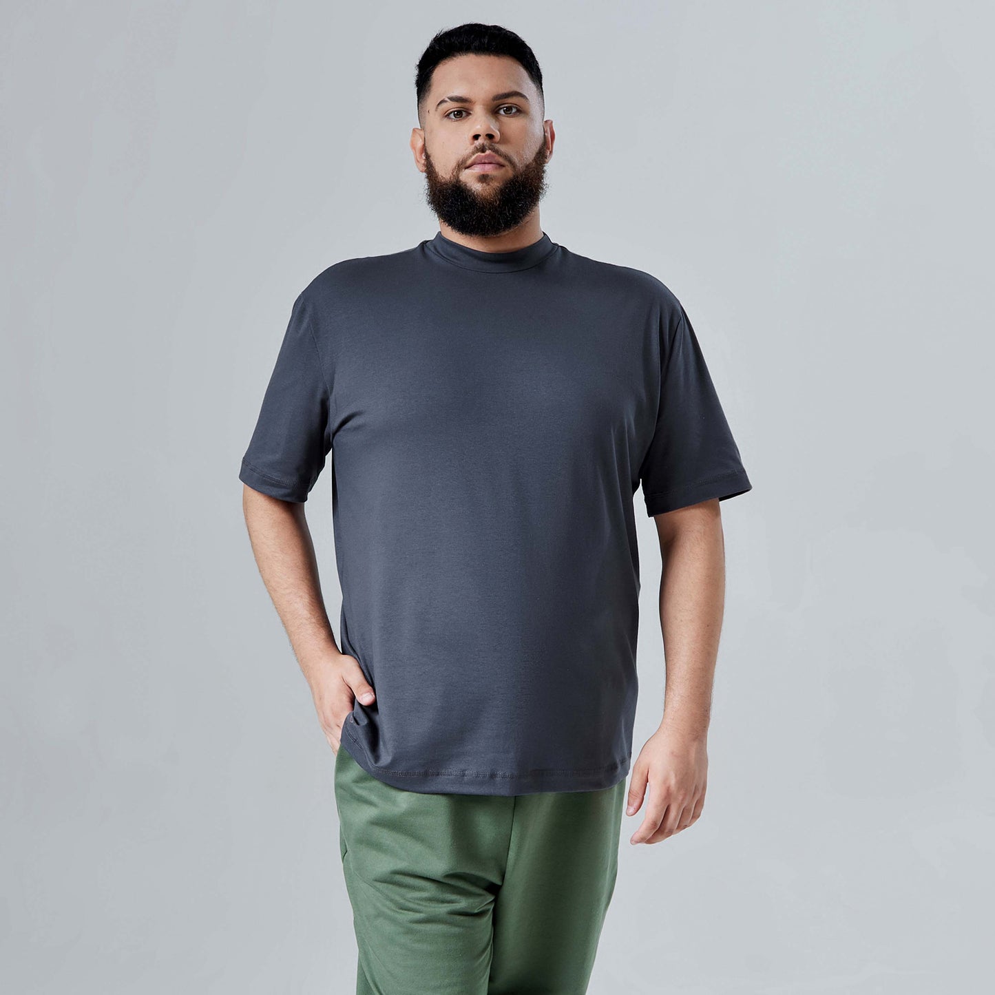 Tech T-Shirt Comfort Anti Odor Gola Alta Plus Masculina - Grafite