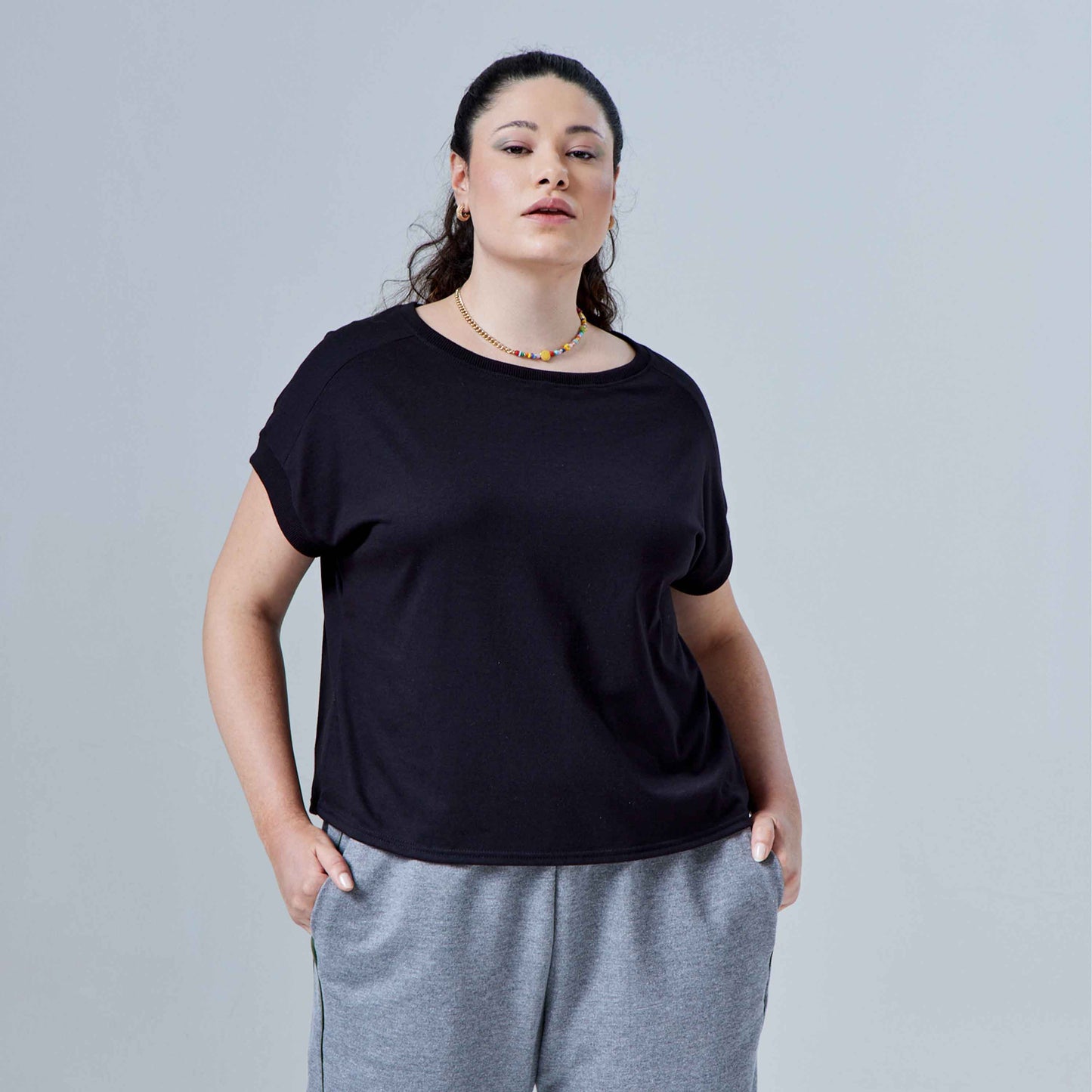 Blusa Tech Air Recorte Plus Feminina - Preto