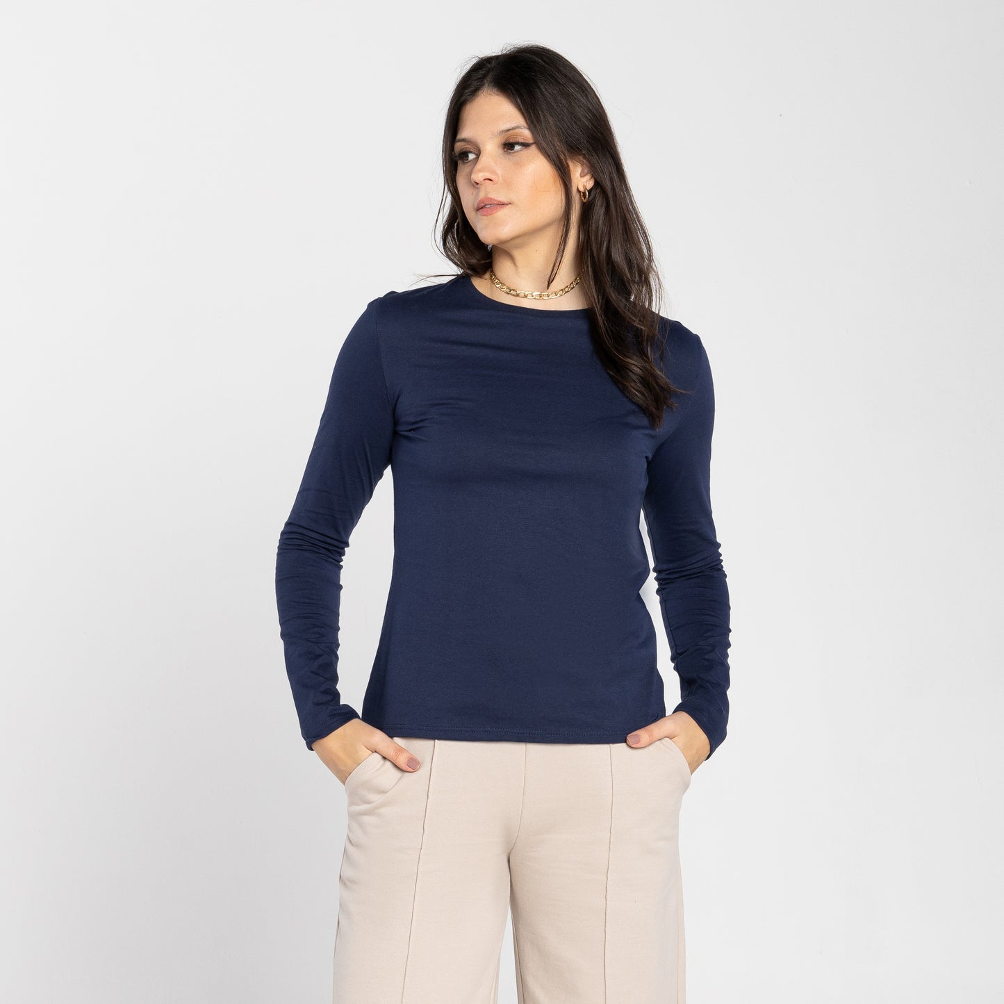 Tech T-Shirt Anti Odor Manga Longa Feminina - Azul Marinho