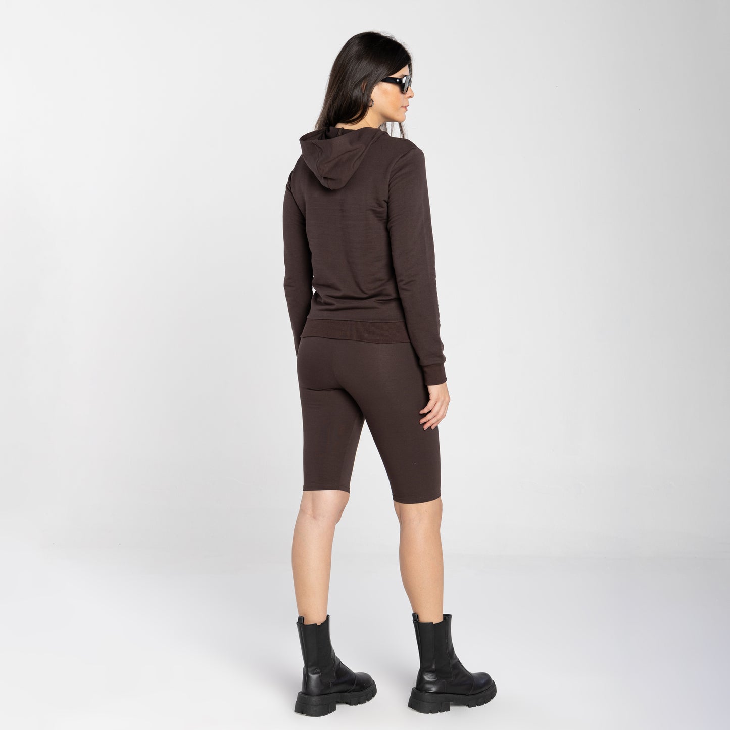 Blusão Tech Impermeável Moletom Flanelado Capuz Feminino - Marrom