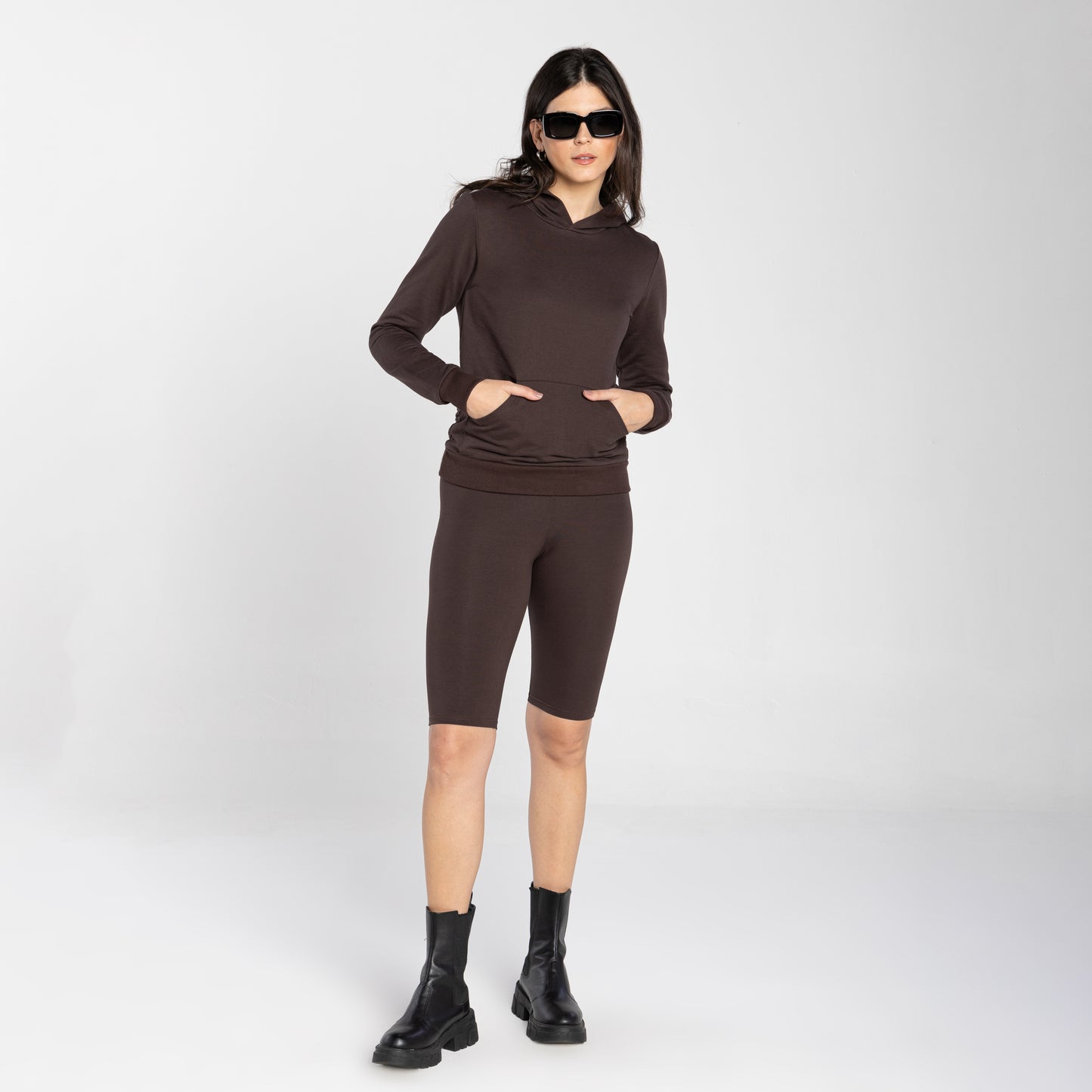 Blusão Tech Impermeável Moletom Flanelado Capuz Feminino - Marrom