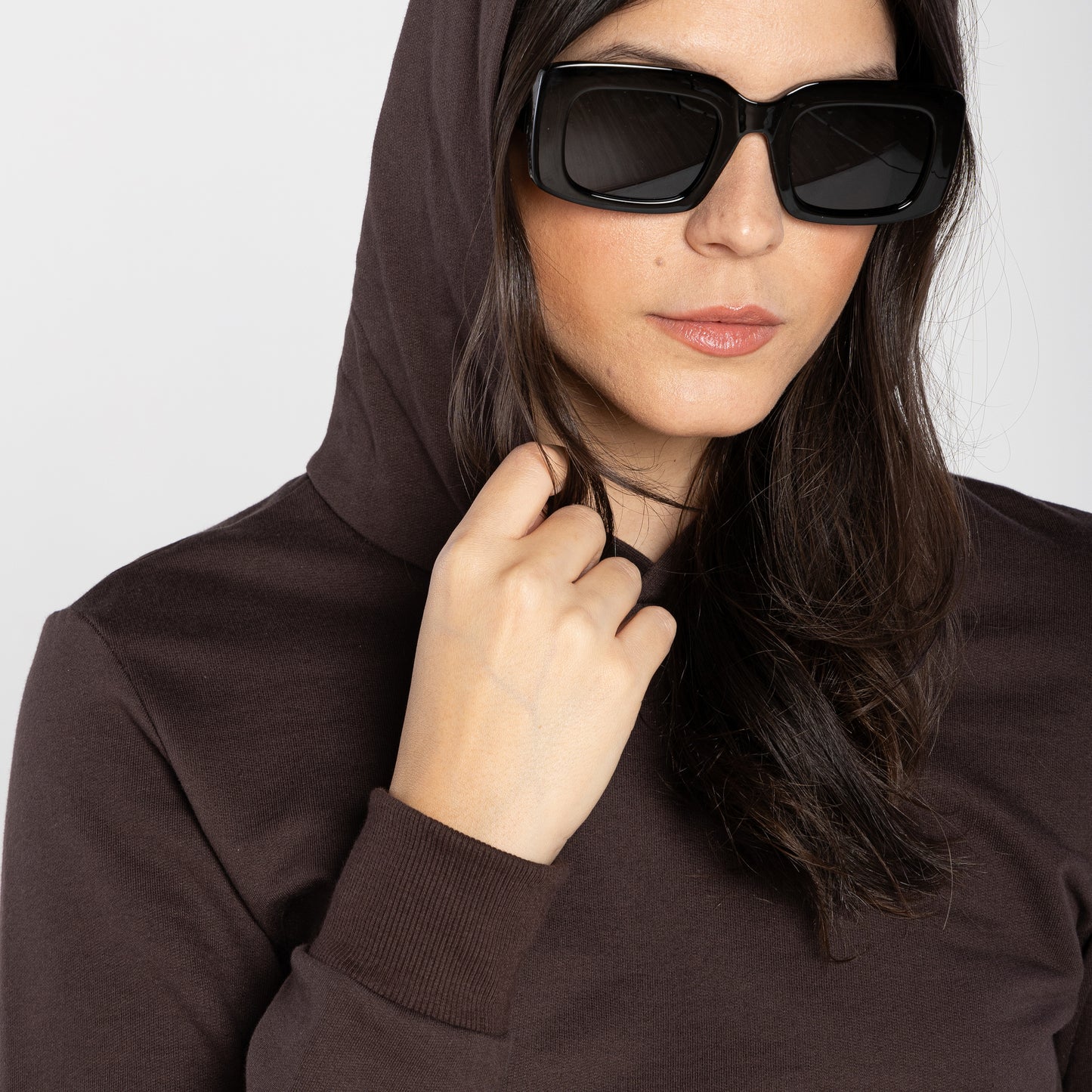 Blusão Tech Impermeável Moletom Flanelado Capuz Feminino - Marrom