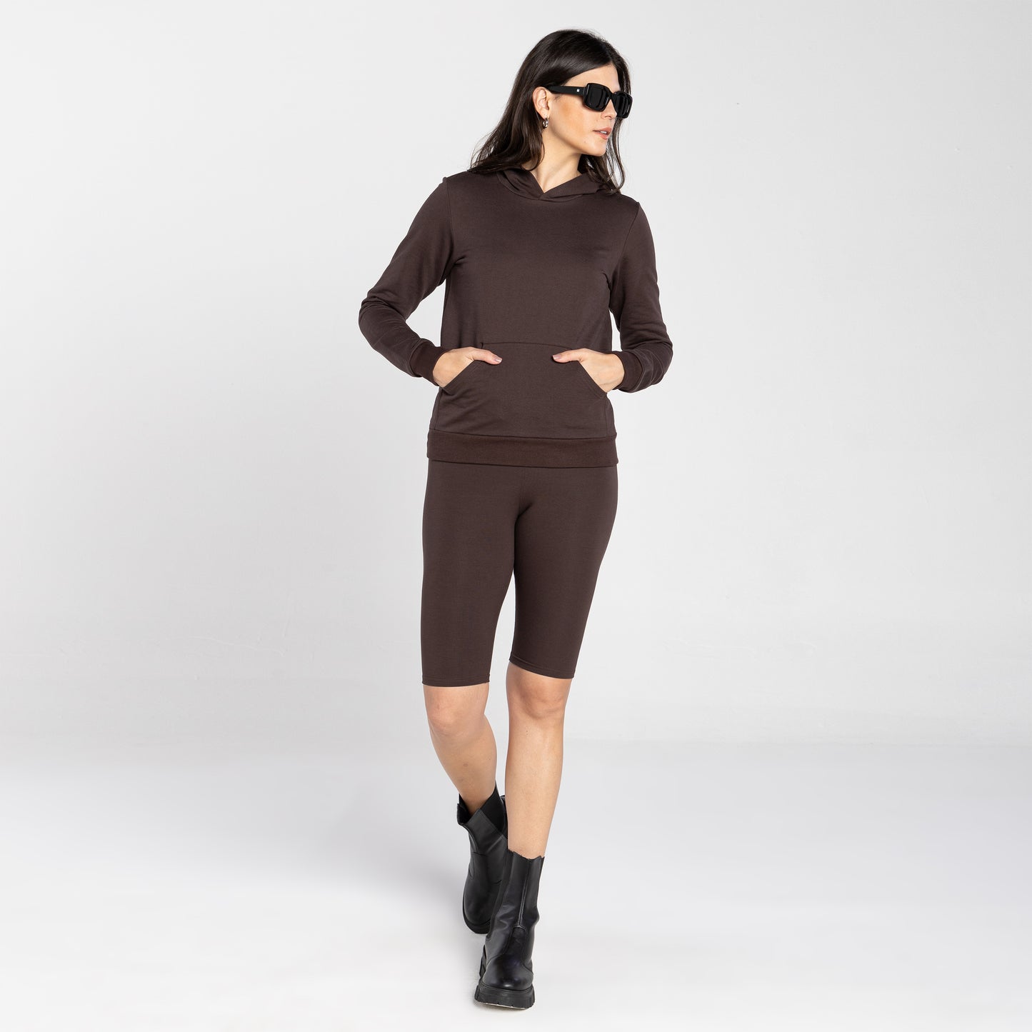 Blusão Tech Impermeável Moletom Flanelado Capuz Feminino - Marrom