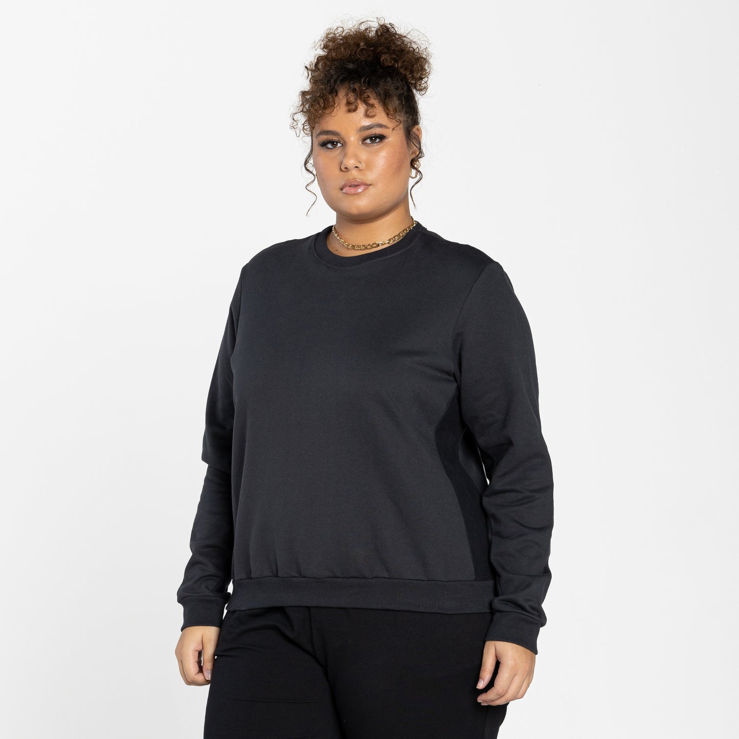 Blusão Tech Impermeável Moletom Flanelado Recorte Plus Feminino - Cinza Escuro