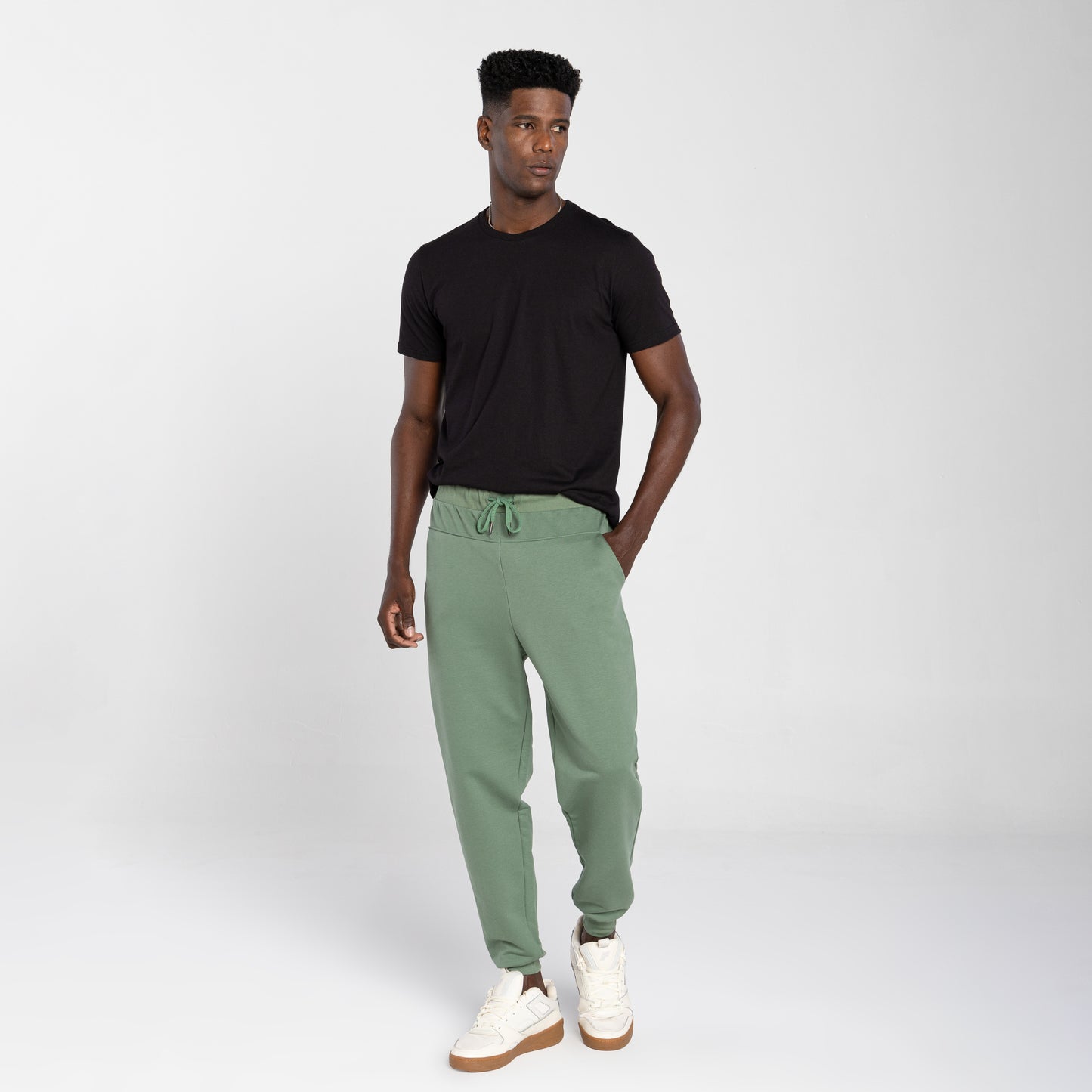 Calça Jogger Moletom Tech Impermeável Recorte Costas - Verde Alecrim