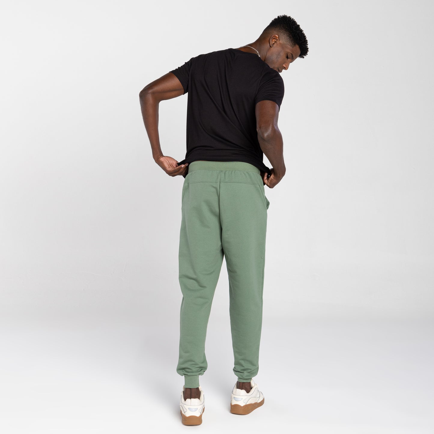 Calça Jogger Moletom Tech Impermeável Recorte Costas - Verde Alecrim