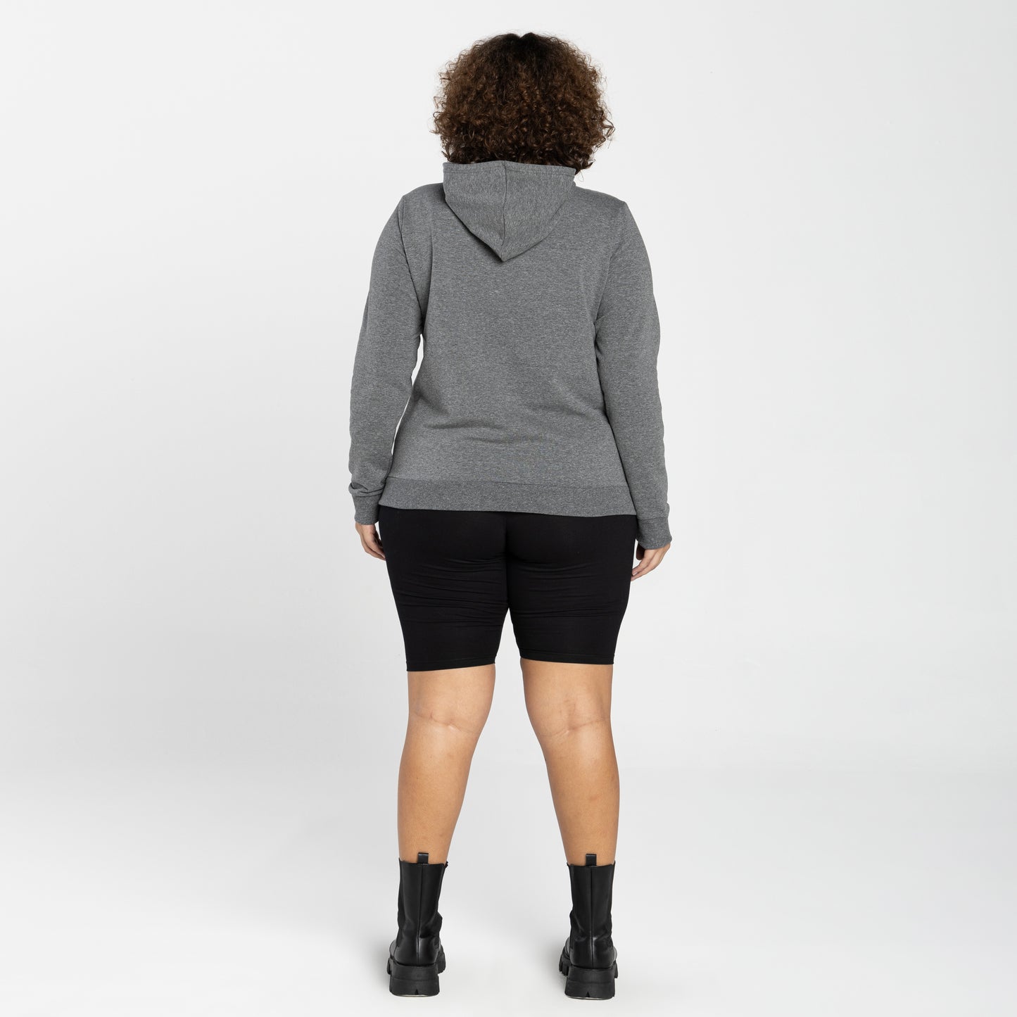 Blusão Moletom Comfort Flanelado Capuz Plus Feminino - Mescla Escuro