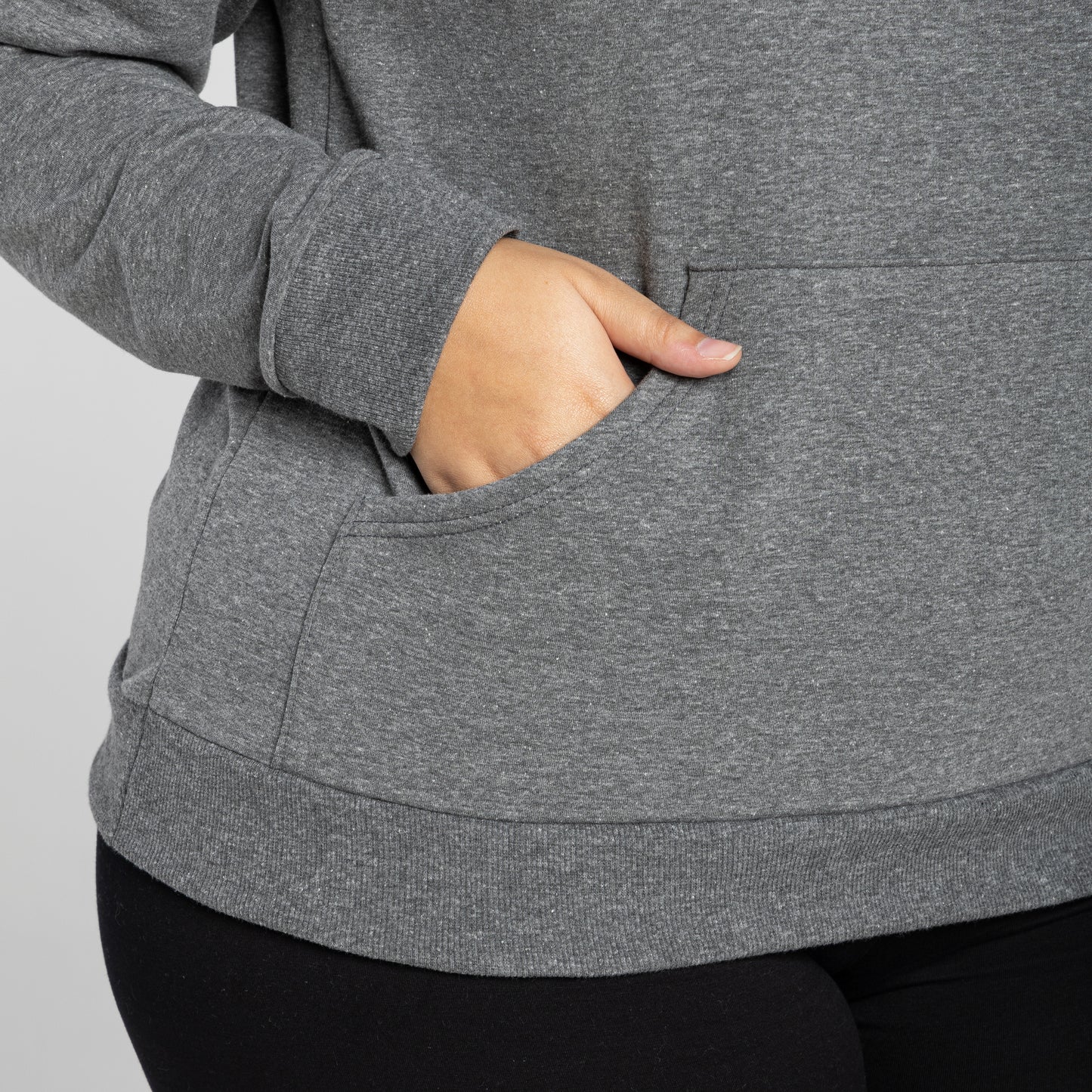 Blusão Moletom Comfort Flanelado Capuz Plus Feminino - Mescla Escuro