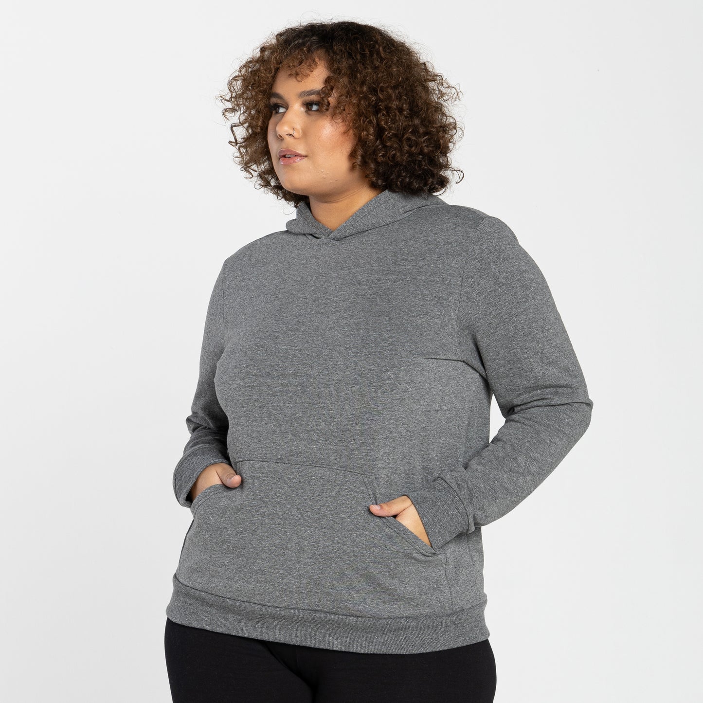 Blusão Moletom Comfort Flanelado Capuz Plus Feminino - Mescla Escuro